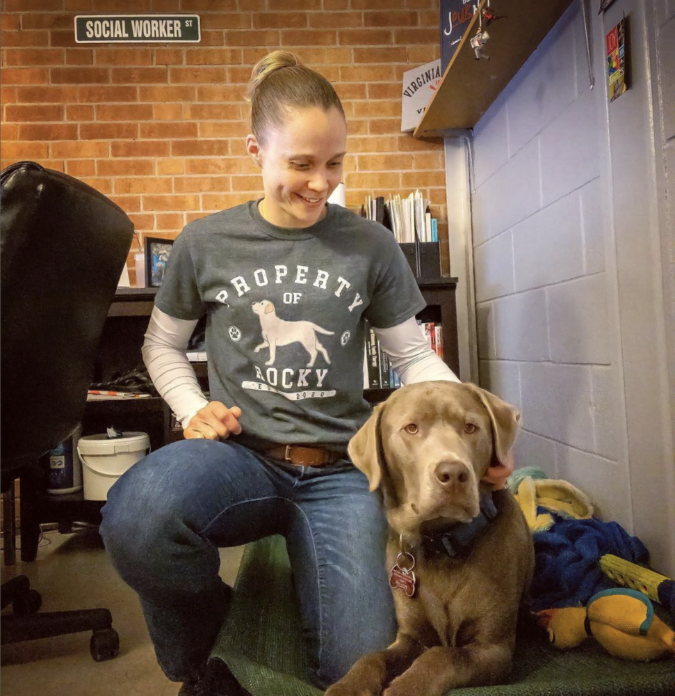 Social worker and therapy dog