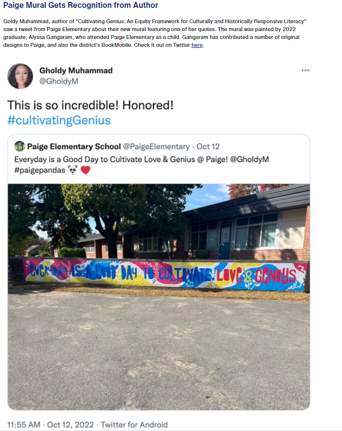 Paige Mural Gets Recognition from Author
