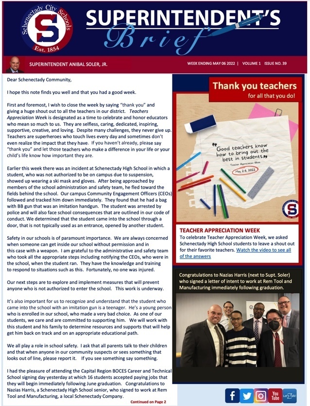 Superintendent's Brief: May 06 2022