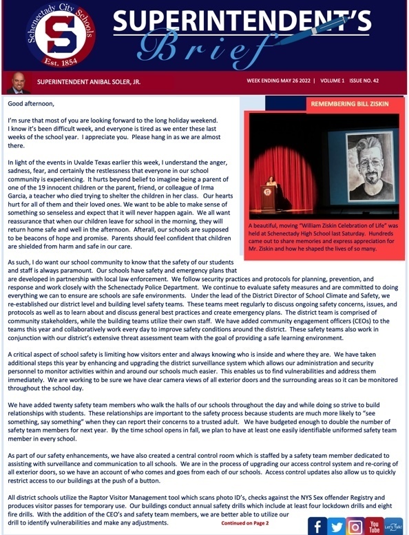 Superintendent's Brief: May 26 2022