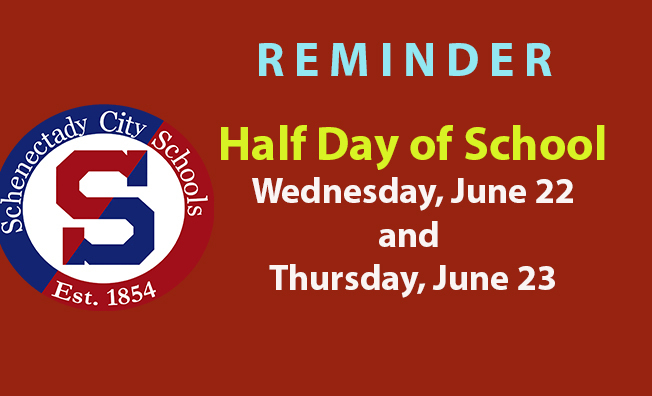 Reminder:  Half day of school Wednesday & Thursday