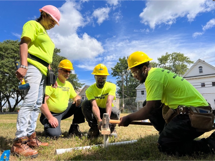 student uses sledgehammer 